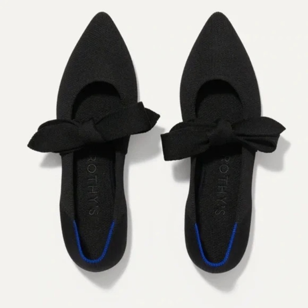 Rothy's Black Flats with Blue Accent